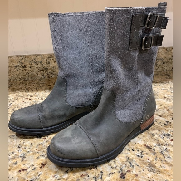 SOREL Women's  tall casual Waterproof Boot gray leather SZ 7.5 - Picture 1 of 8